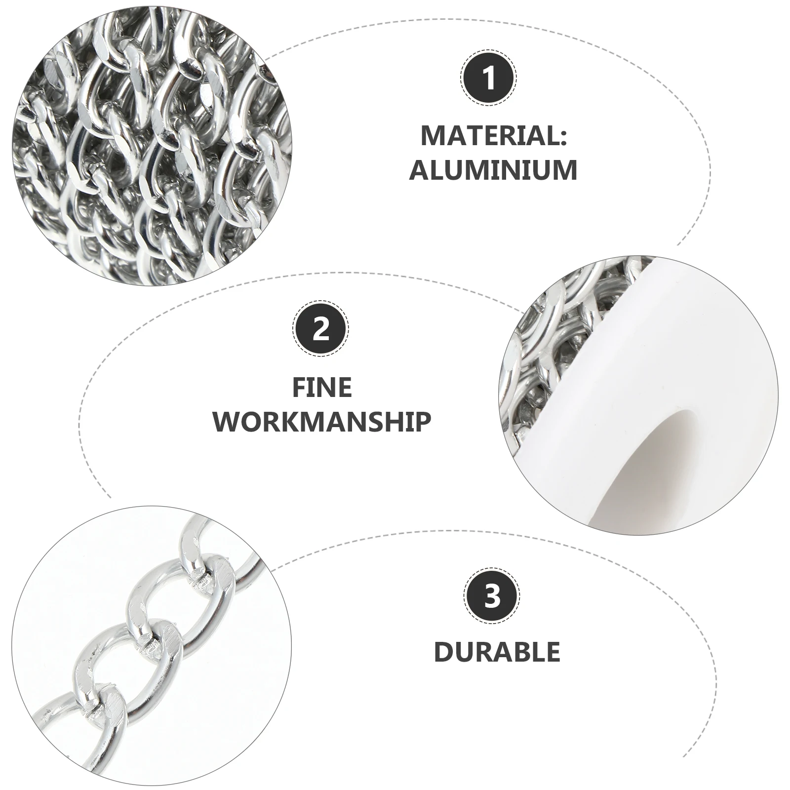 

Алюминиевая металлическая цепочка, 5 м, серебро, принадлежности для самостоятельного изготовления ювелирных изделий, легкая бордюрная цепочка для изготовления аксессуаров для сумок