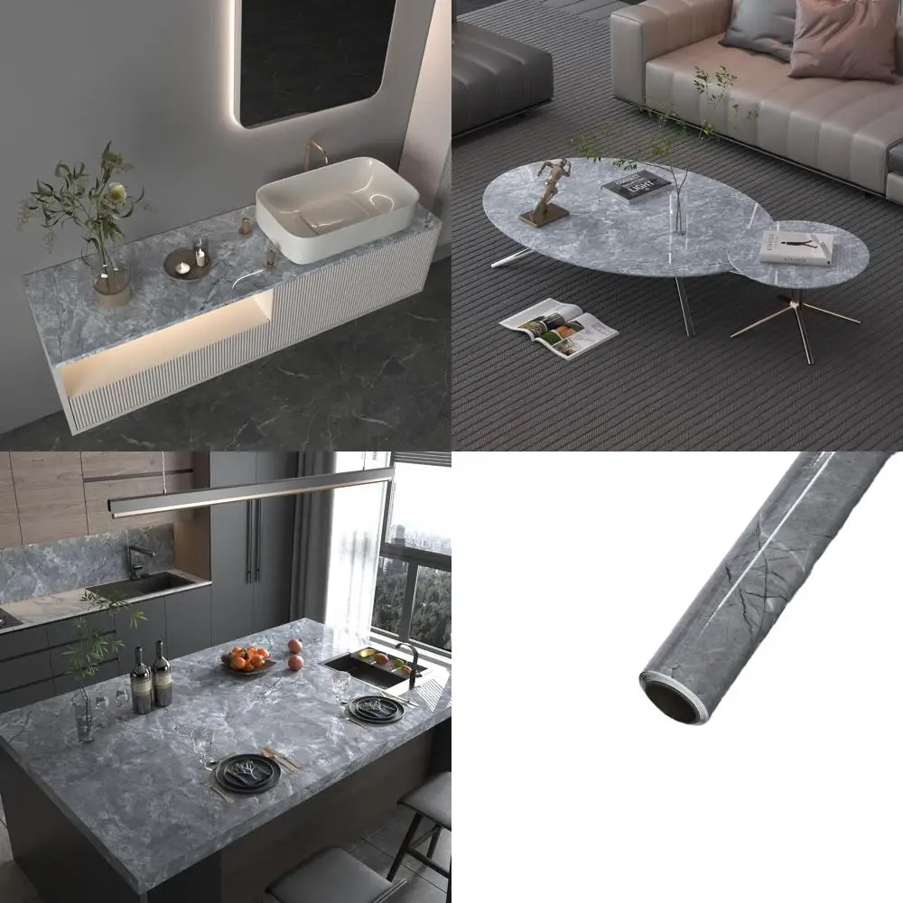 

Самоклеящиеся обои с эффектом серого мрамора — водонепроницаемые, для кухонных столешниц и фартуков, 31x354 дюйма