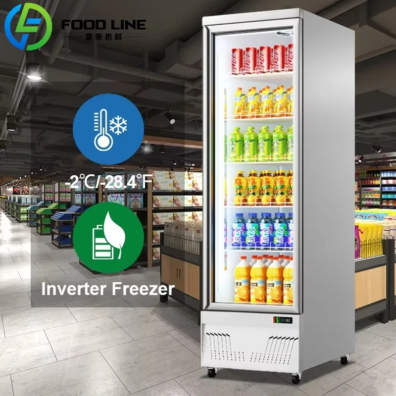 

Energy-Saving Single Door Upright Freezer Inverter Commercial Refrigerator with Beverage Showcase for Kitchens