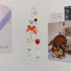Orange Red Love Flower 3D Strawberry Mobile Phone Hanging Chain Rope CCD Camera Bag Pendant