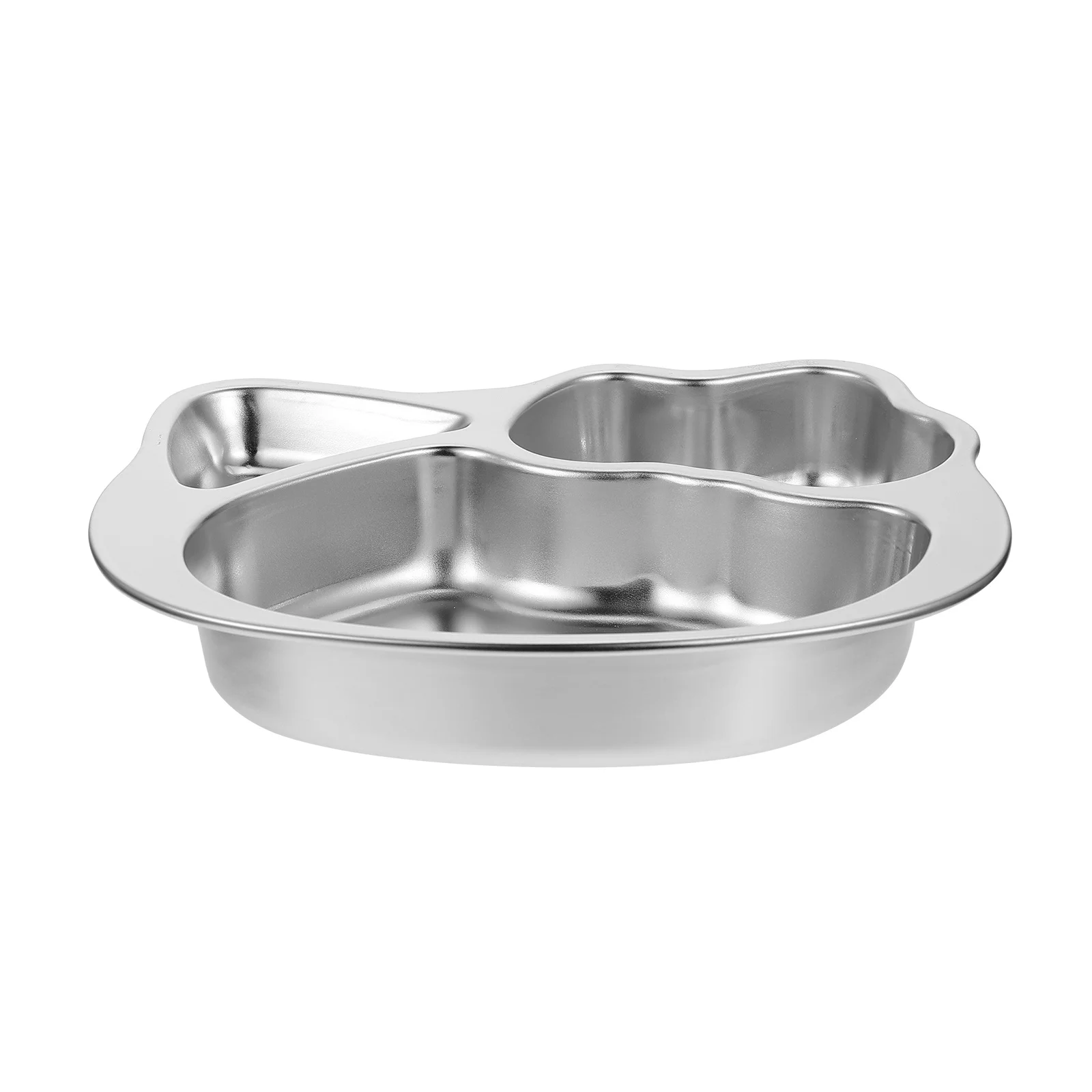 

304 Stainless Steel Dinner Compartment Plate Meal Plate Durable Rustproof Reusable Food Grade Smooth Surface