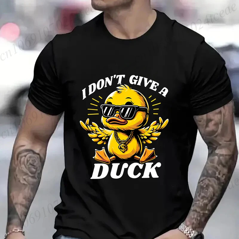 I Don't Give A Duck Men's T-shirt Funny Trendy Short Sleeve Tees Shirts Fashion Harajuku Graphic Tops Oversized Male Clothing