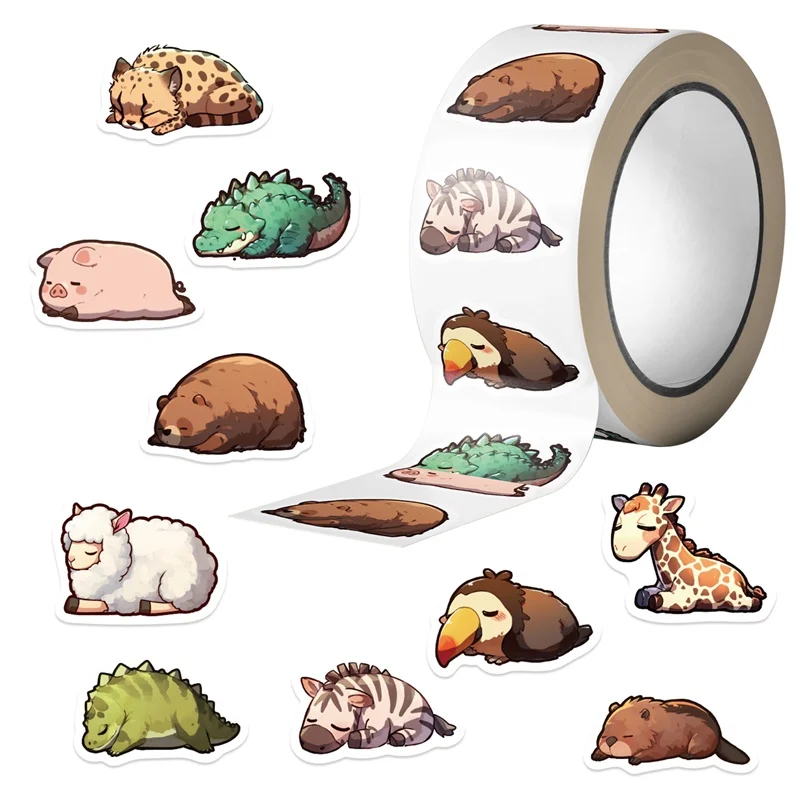 

500PCS Kawaii Animals Sleeping Sticky Paper Sticker Labels Thank You Sticker Sealing DIY Decoration Scrapbooking Supplies