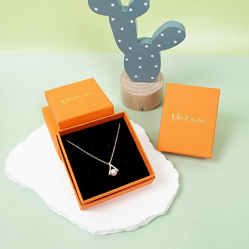 مخصص شخصية البرتقال ليتشي نمط ورقة صندوق مجوهرات الذهب الفضة شعار ختم ل قلادة سوار حلقة التعبئة والتغليف هدية مربع