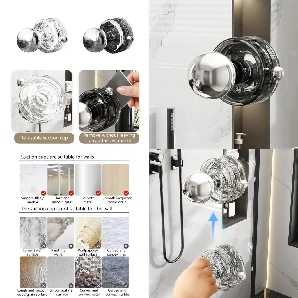 

Противоскользящая присоска, дверная ручка без сверления, ручка для душа, многоразовая водонепроницаемая ручка для ванной комнаты