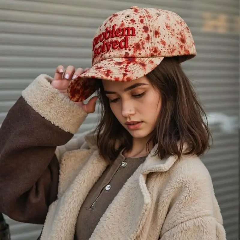 قبعة بيسبول للجنسين بتصميم دم مخيف B95F قابلة للتنفس وقابلة للتعديل مثالية لأزياء الهالوين والأنشطة الخارجية