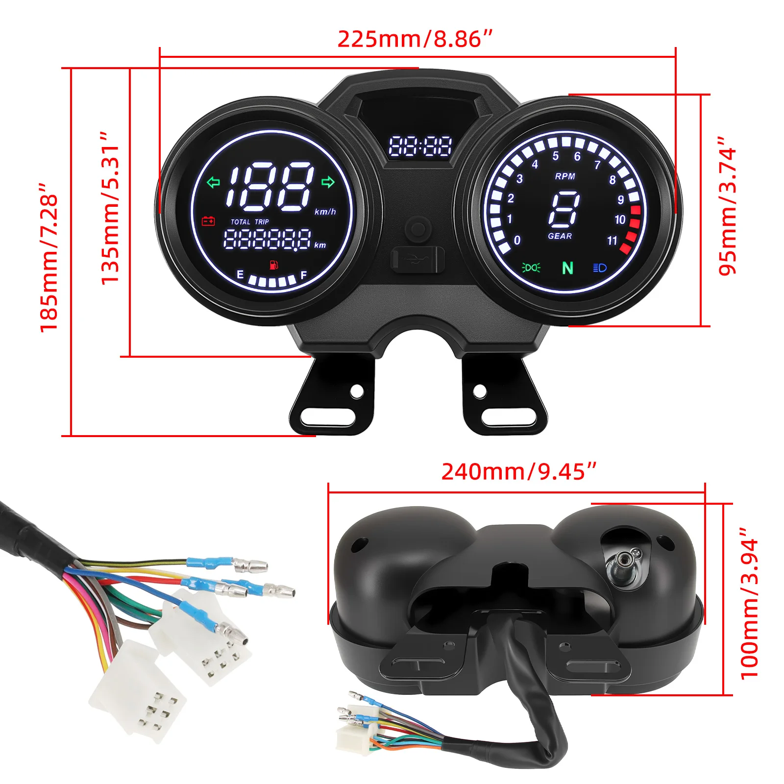 AD عداد سرعة لدرجة نارية لوحة القيادة تعديل الملحقات الرقمية أداة الجمعية شاشة عرض إلكترونية ل 150Gato