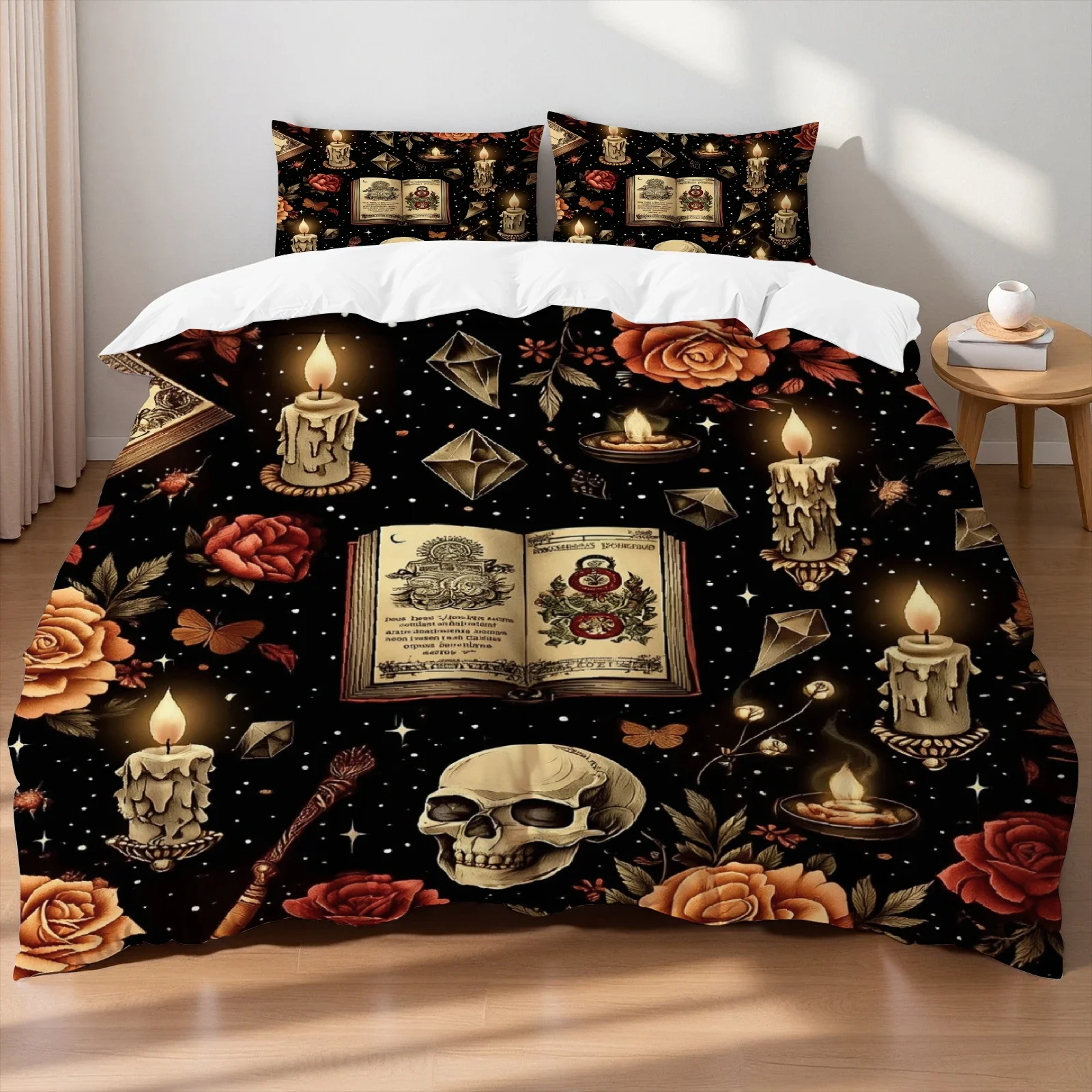 3Pcs Halloween Bedding Set, Soft and Comfortable for Single  Queen  King Size Optional,with 2 Pillowcases, Home decoration