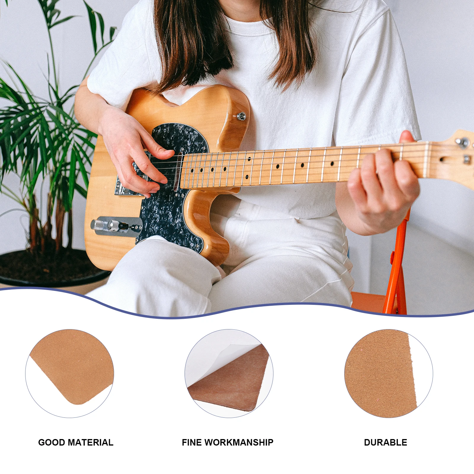 

1pc Cowhide Anti-Slip Mat Wear-Resistant Non-Slip Pad Double-Sided Adhesive Fixed Mat For Guitar Pipa Erhu Practice Performance