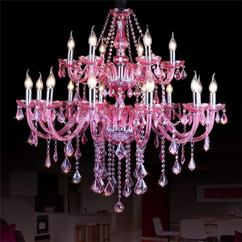 TINNY Rose Red Crystal Pendent Lamp European Luxury Living Room Restaurant Bedroom Villa Clothing Store Beauty Salon Chandelier