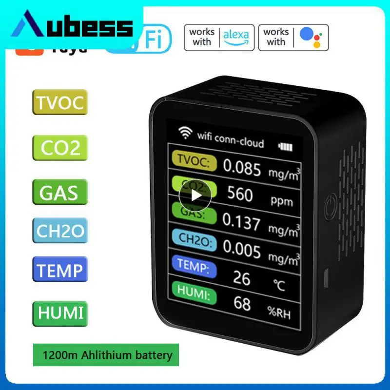 

Детектор газа Hcho Tvoc Co2 PM2,5 ЖК-дисплей 6 в 1 PM10 Тестер качества домашнего воздуха Монитор формальдегида Температура Влажность