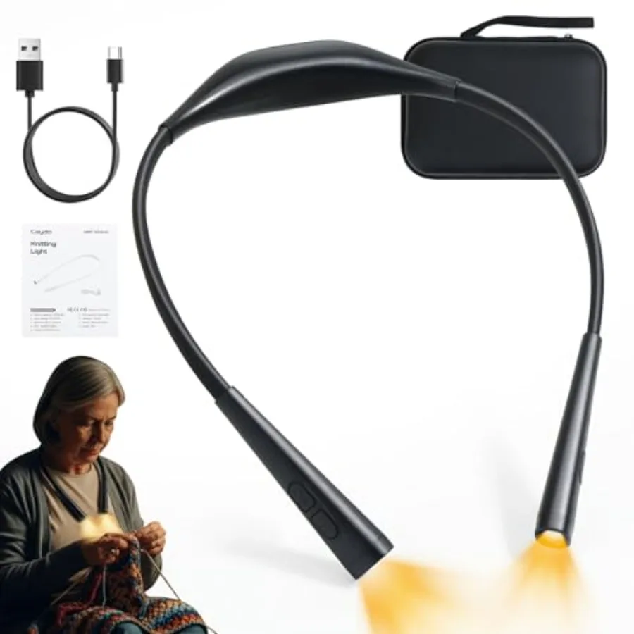 

Светильник для вязания с сумкой, 4 цветовые температуры и 5 уровней яркости, книжный светильник для защиты глаз, регулируемый угол и гибкий кронштейн, идеальный подарок.