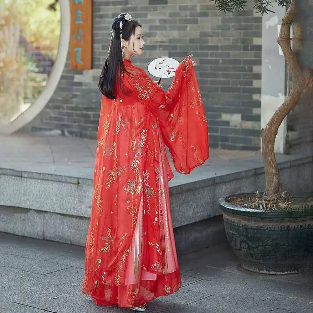 Fairy Hanfu Costume Cosplay Student Rave Outfit Festival  Chinese Traditional Dress Hanfu Women Red Stage Performance Clothing