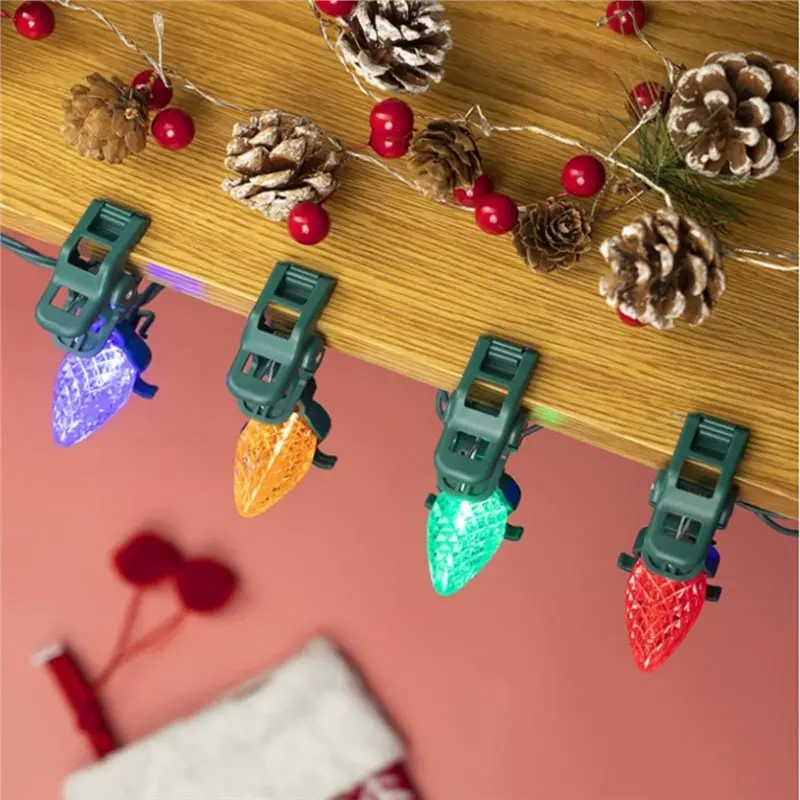 ABCL 100 Pack Adjustable Quick Mount Shingle And Gutter Installation Christmas Light Spring Clips Suitable For E12, E17