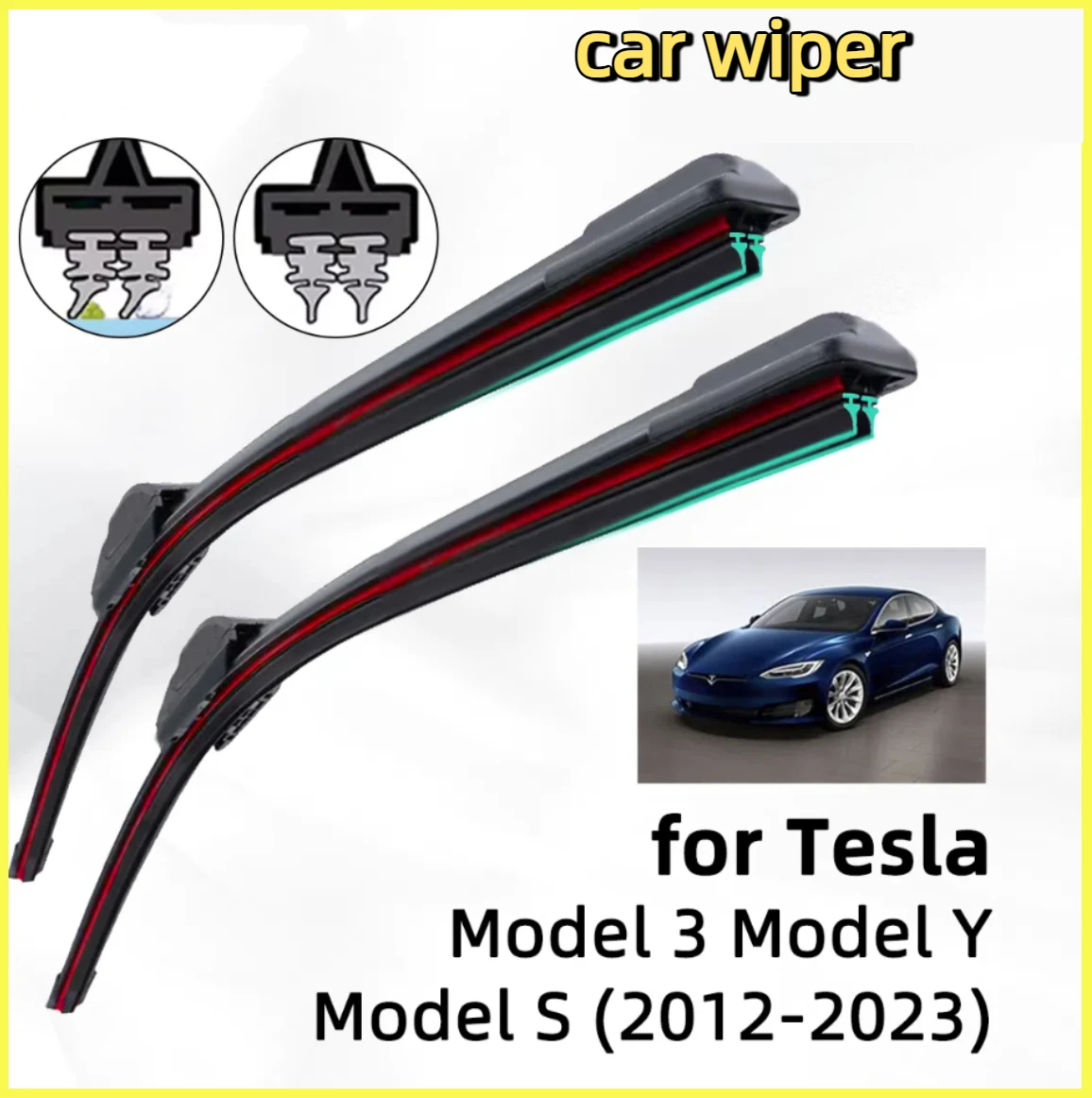 

Double Rubber Car Wiper for Tesla Model 3 Model Y Model S Front Wiper Blades Brushes Cutter Accessories Windscreen