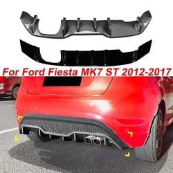 Rear Bumper Diffuser For Ford Fiesta MK7 ST 2012-2017 Facelift Spoiler Splitter Gloss Black/Carbon Look ABS Plastic Body Kits