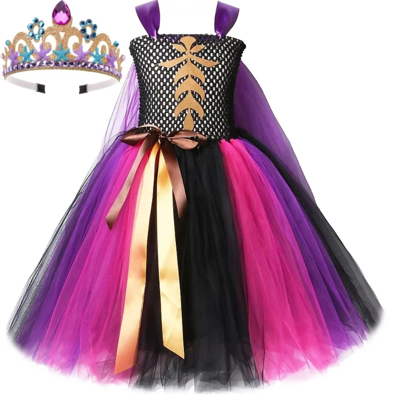 Vestido Largo de Princesa Anna para Niñas, Disfraz de Reina de las Nieves con Capa para Navidad, Halloween, Carnaval y Bailes