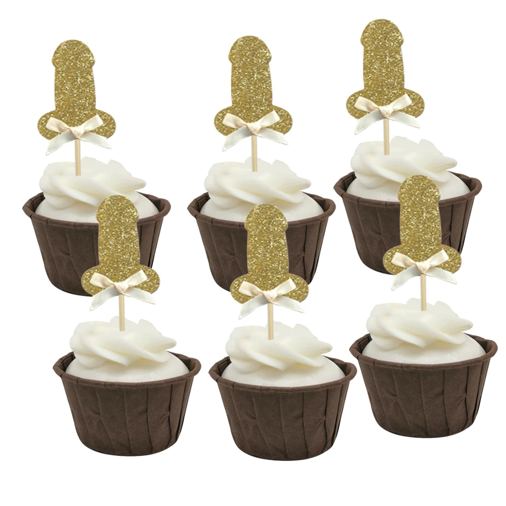 10pcs Glitter Willy Penis Cupcake Toppers Party Wedding Bridal Shower Bachelorette Party Cake Decoration Hen Night Party Supplie view 3