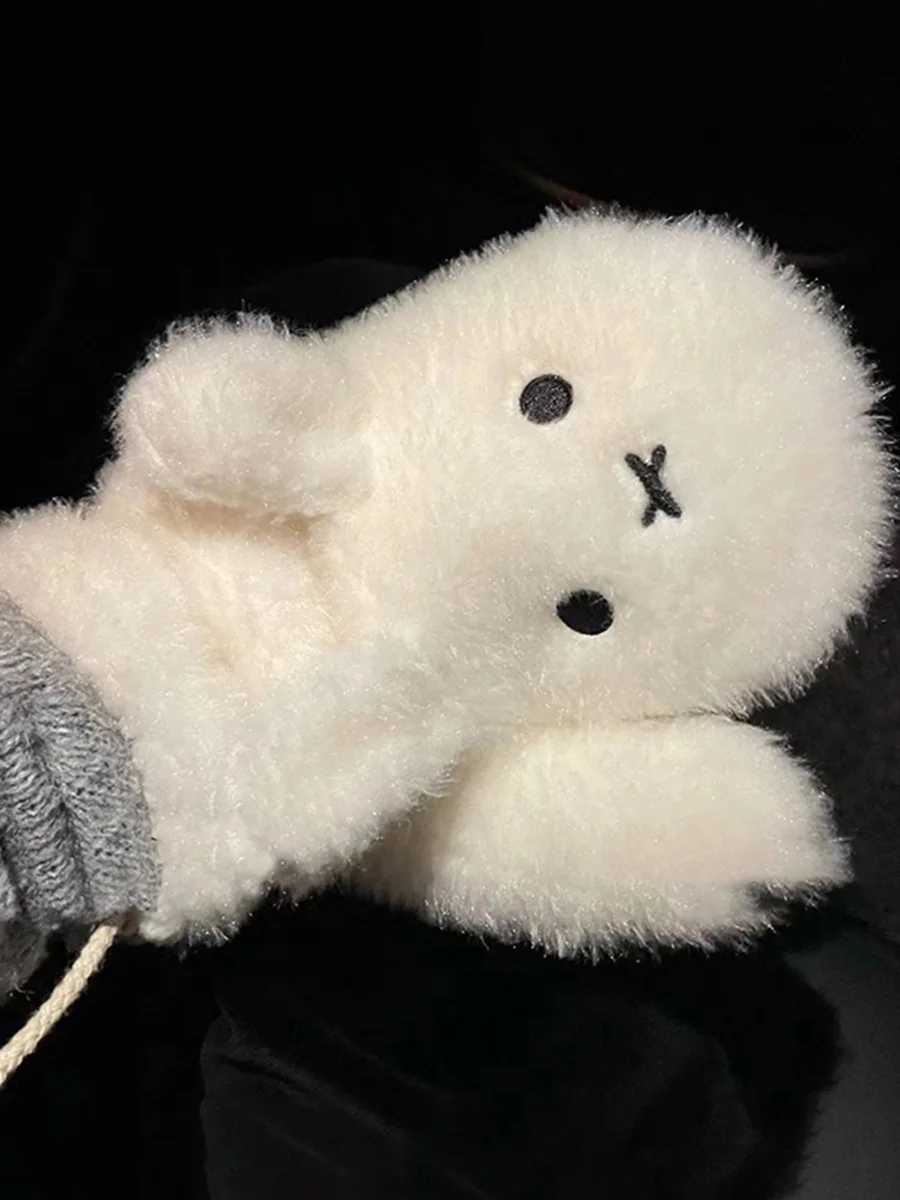 AliExpress Miffy Anime Plush Glove Cute Cartoon Plush Cold Protection Keep Warm Hanging The Neck Cycling Kawaii Winter Gloves Birthday Gift