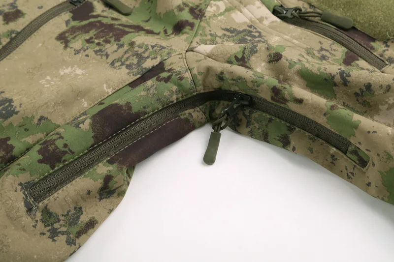 Camo Softshell-Jacke für Herren, wasserdicht, winddicht, Arbeitsanzug, Winter, Jagd, Wandern, taktischer Parka – Detail 17