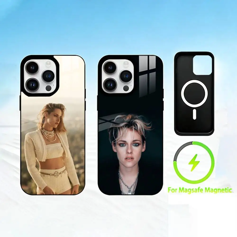 

K-Kristen Stewart Phone Case For iPhone 17 16 15 14 13 12 Pro Max Plus for Mirror Wireless Magnetic Cover