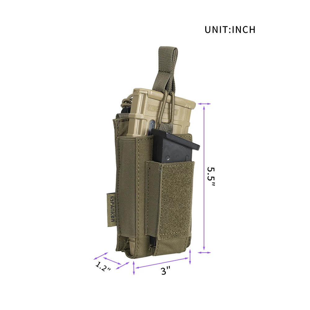 Tactical Magazine Pouchs Single Mag Bag Molle 7.62 AK 74 47 AR15 M4 5.56  Mag Bag Hunting Accessories Torch Holster