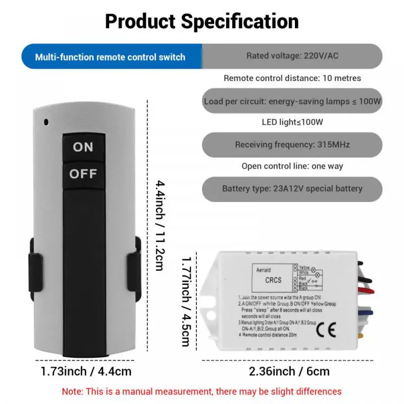 ワイヤレスリモコン付き送受信スイッチ,オン/オフチャネル,ランプ,ライト,電気機器,220V,直接配達