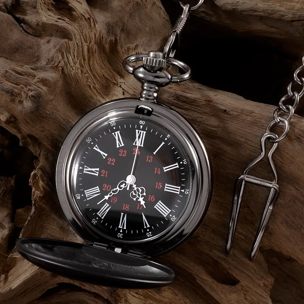 Классическая мода 37 см Fob цепь Гладкие стальные полированные кварцевые карманные часы мужские Подвесные часы с цепочкой для мужчин и женщин