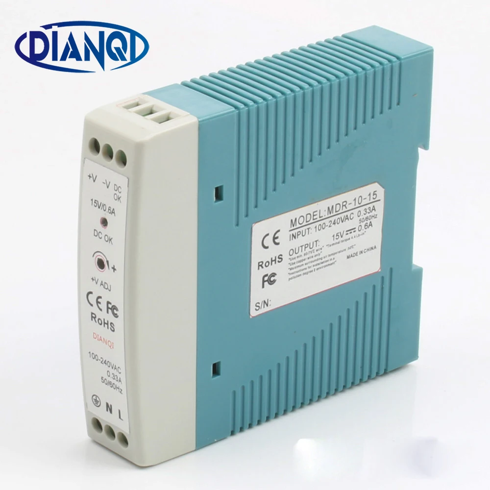 DIANQI MDR-10 12V 5V 15V 24V 36V 48V 10W Din Rail power supply ac-dc driver AC/DC wide constant voltage LED strip 110V 220V