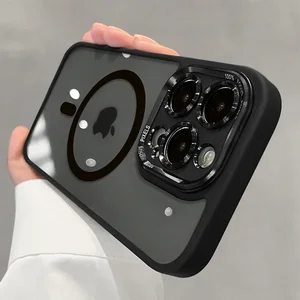 Casing Pelindung Bumper Lensa Logam Magnetik Mewah Untuk iPhone 16 15 14 13 12 11 Pro Max 16 Plus Pengisi Daya Nirkabel Penutup Keras Bening 8 kasus penjualan terbaik montblanc - №