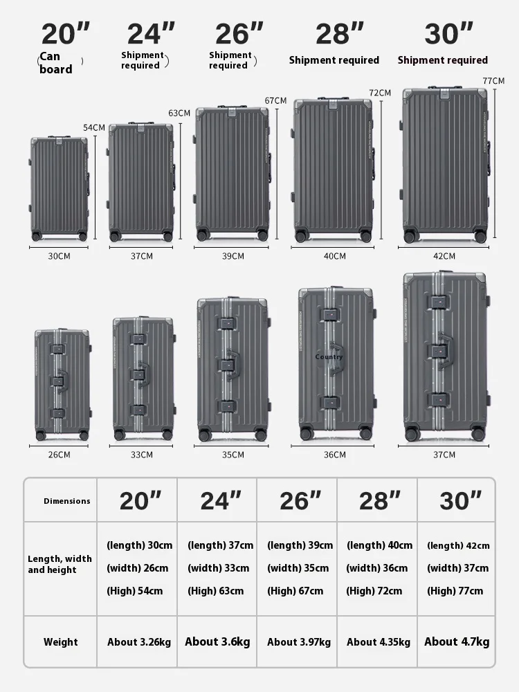 حقيبة حمل على حامل الأمتعة هارد شل المتداول حقيبة سفر مع عجلات دوارة 20 24 26 28 30 بوصة الأمتعة #4