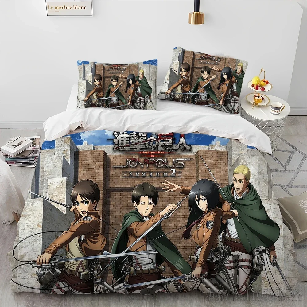 Japanese Anime Attack on Titan Duvet Cover Set HD Comforter Cover for Kids Bedding Sets Bedclothes Bedroom Decor