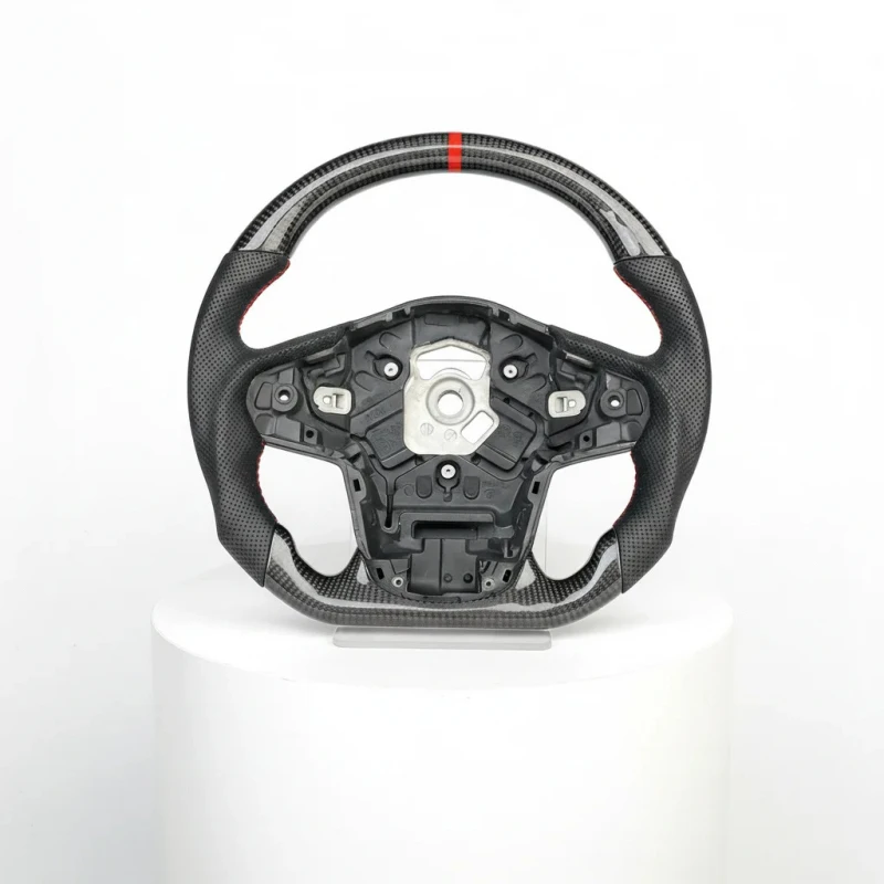 Carbon Fiber Steering Wheel Real Carbon Fiber Red Stitch Red Central Ring