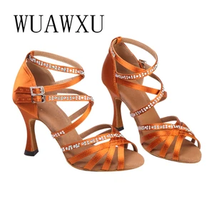 Weiche lateinische Tanzschuhe für Frauen, eingebettet mit Diamant, Satinblau, High Heels, Erwachsener, neu, sozial, Cha Rumba, 9 cm 12 Hauptverkäufe Rafarillo Social Schuh - №11