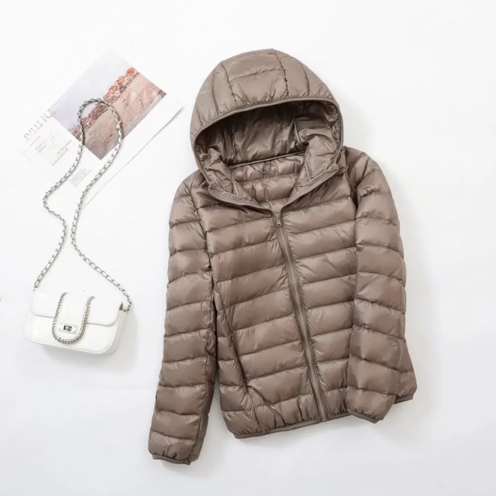 Light Plus Size Thin Down Jacket Women 2023 Autumn Winter Slim Short Hooded Warm White Duck Down Coat lady Outerwear