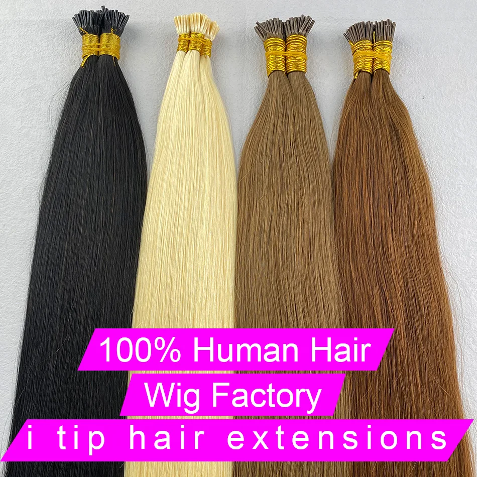 Straight I Tip Hair Extensions 100% Real Human Natural Hair Extensions Keratin Capsule Original Human Hair 18-30 inch 50pcs 1b