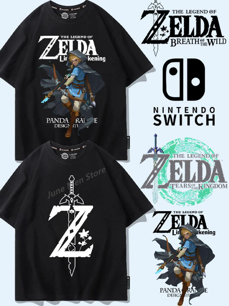 (Uniqlo)  Legend of Zelda short sleeve T-shirt tears game Men Cotton T-shirt Top Summer Women Cotton T-Shirt Men Clothing