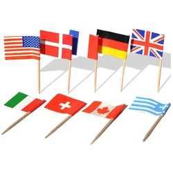 100pcs National Flags Picks Different Countries Art Toothpicks Party Sticks Cupcake/cake/pie/fruit/ice Cream Topper Decoration