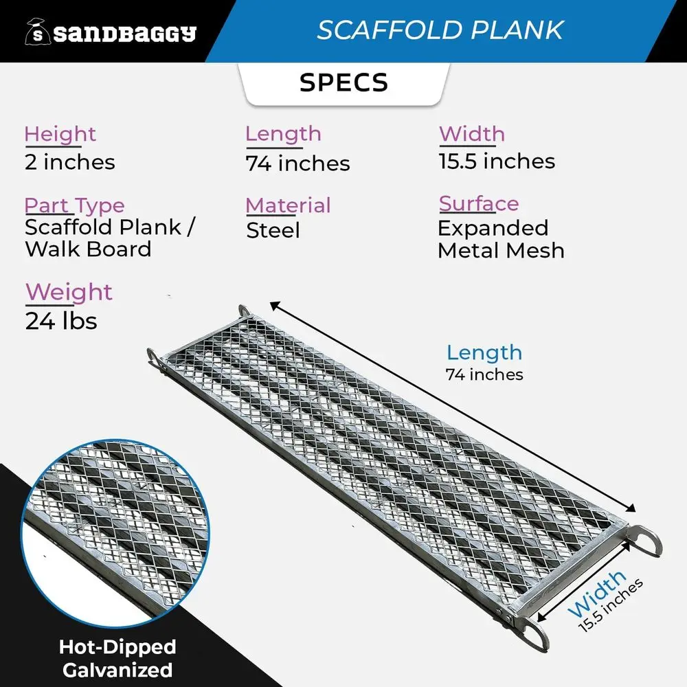 Prancha de Andaime de 15,5 polegadas para Espaços Confinados e Estruturas Estreitas