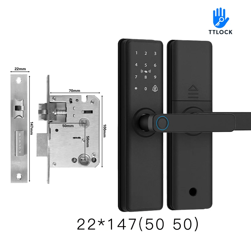 2026 Smart Door Lock With Bluetooth-compatible TTLock APP Digital Electronic Lock Smart Home Wooden Door Lock Fingerprint image 3