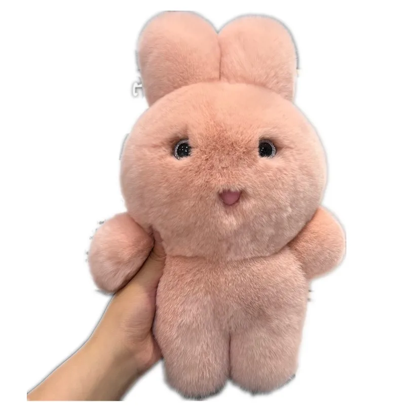 

High Quality Rabbit Real Rex Rabbit Fur Doll Stuffed Animals Fluffy Soft Bunny Toys Doll Pillow kids Lovers Birthday Gift