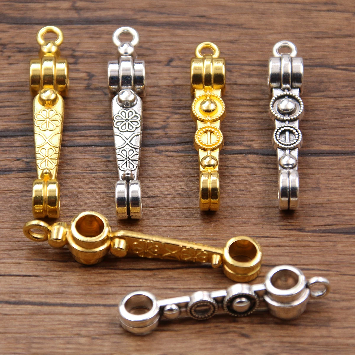 10PCS 2 Style 2 Color New Product Metal Alloy Geometry Pendant Porous Connector For Jewelry Making DIY Handmade Craft