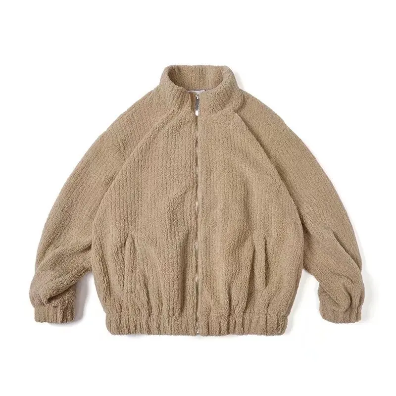 Autumn Winter Japanese Retro Stand Collar Warm Jacket for Men Fashion Casual Loose Sweatshirt Coat Streetwear Men Clothing