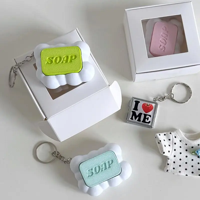 Soap Button Keyboard Fidget Toy Creative 3D Printed Funny Decompression Keyboard Clicker Press-Type Relax Bag Pendant Keyring