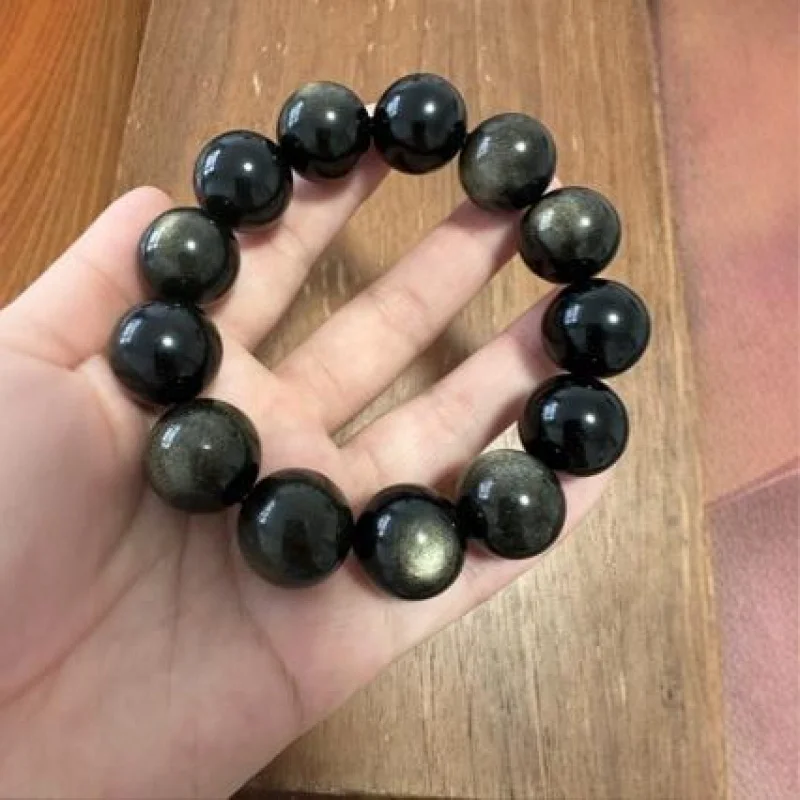 Natural Men's Obsidian Bracelet 18mmStone Ornament