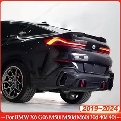 Car Rear Trunk Boot Lip Spoiler Wing For BMW X6 G06 M50i M50d M60i 30d 40d 40i 2019-2024 Bodykits Gloss Black ABS Tuning
