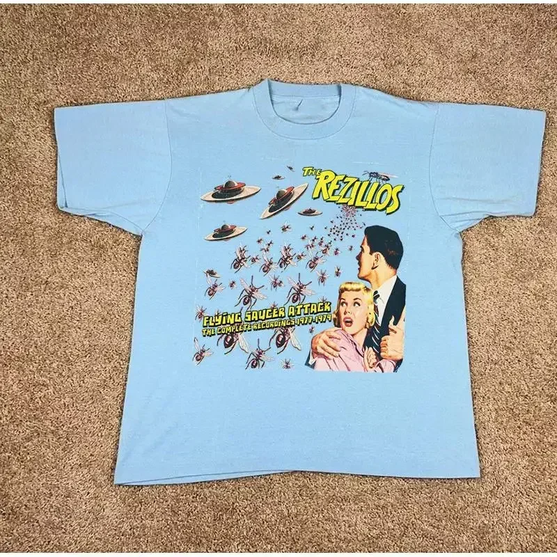The Rezillos Band Flying Saucer Attack Light Blue T shirt Full Size S 5XL