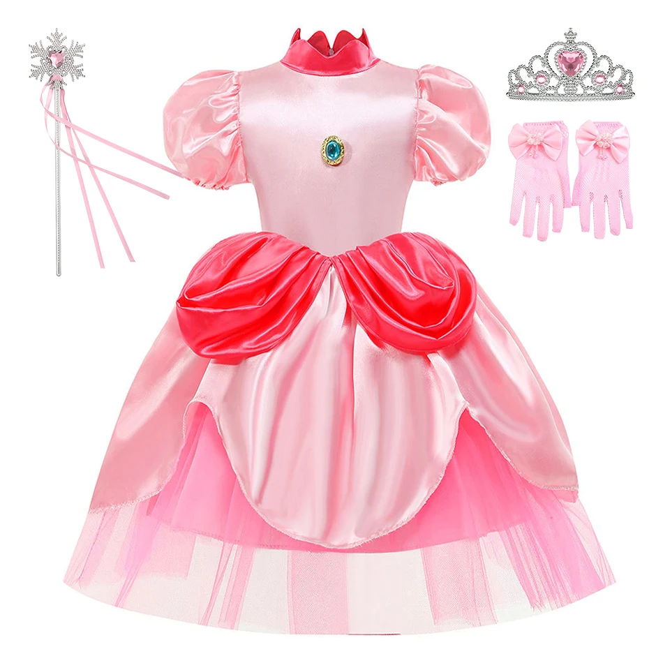 

Kids Summer Dresses Carnival Party Ball Gown Halloween Pink Peach Princess Dress Girls Christmas Game Movie Cosplay Costumes