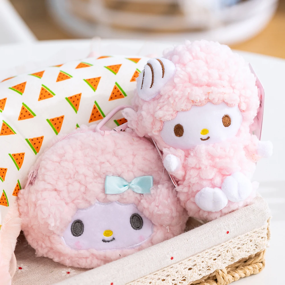 سانريو البيانو الأغنام أفخم المفاتيح ألعاب من نسيج مخملي دمية كيرينغ ظهره قلادة الفتيات سيارة الهاتف معلقة أفخم سلاسل المفاتيح محفظة نسائية للعملات المعدنية