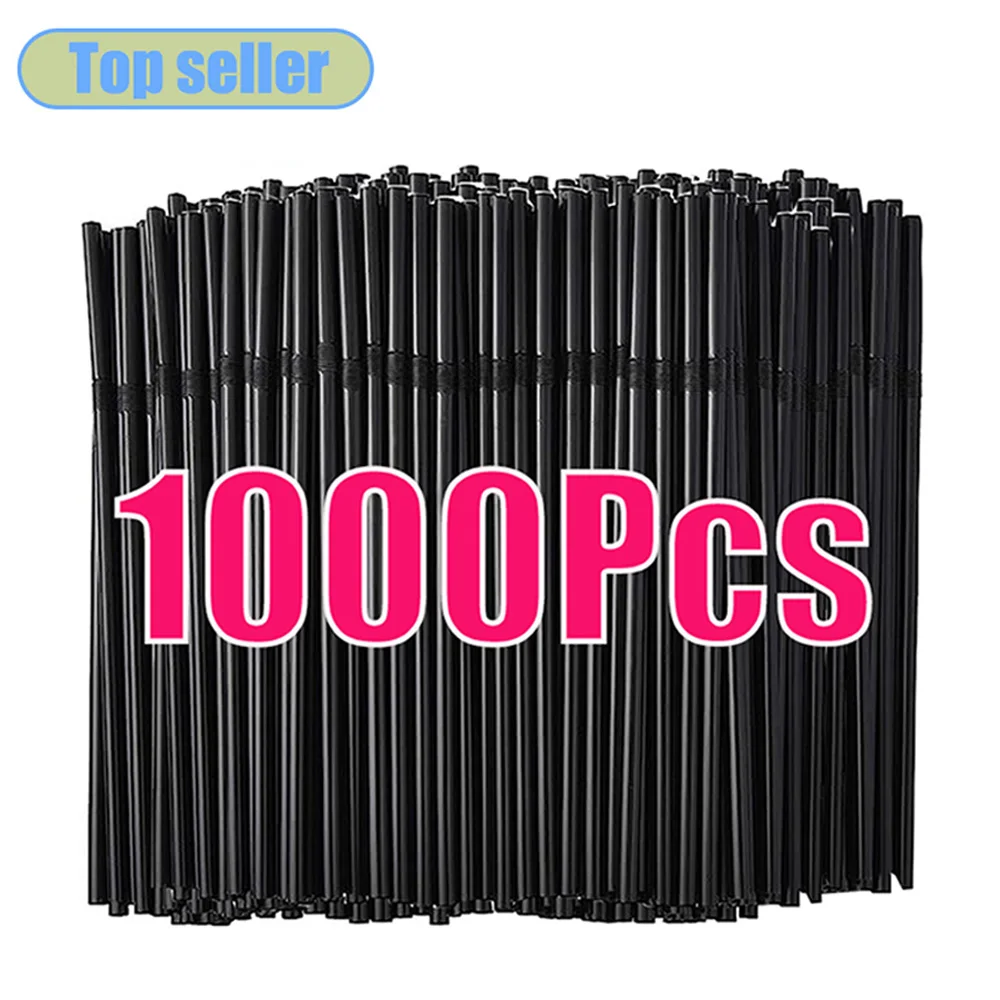 

100-1000Pcs Black Kunststof Straws for Wedding Party Supplies Beverage Kitchen Cocktail Drinking Straws Pajitas Plastique